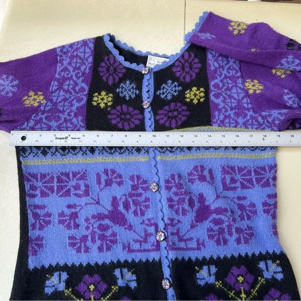 Alpaca Imports Bohemian Handmade Knit Wool Cardigan Sweater Women’s Size Medium